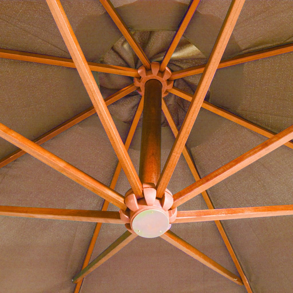 Zweefparasol met paal 3,5x2,9 m massief vurenhout taupe – afbeelding 5