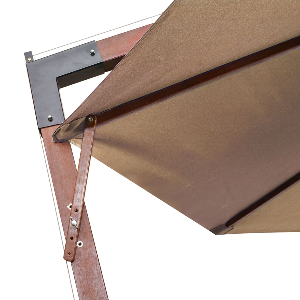 Zweefparasol met paal 3,5x2,9 m massief vurenhout taupe – afbeelding 6