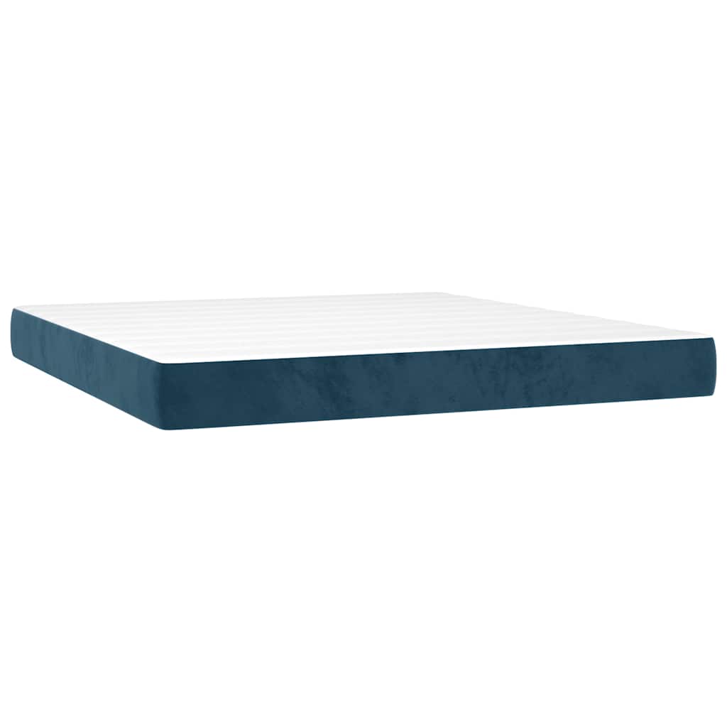 Boxspring met matras fluweel donkerblauw 180x200 cm – afbeelding 6