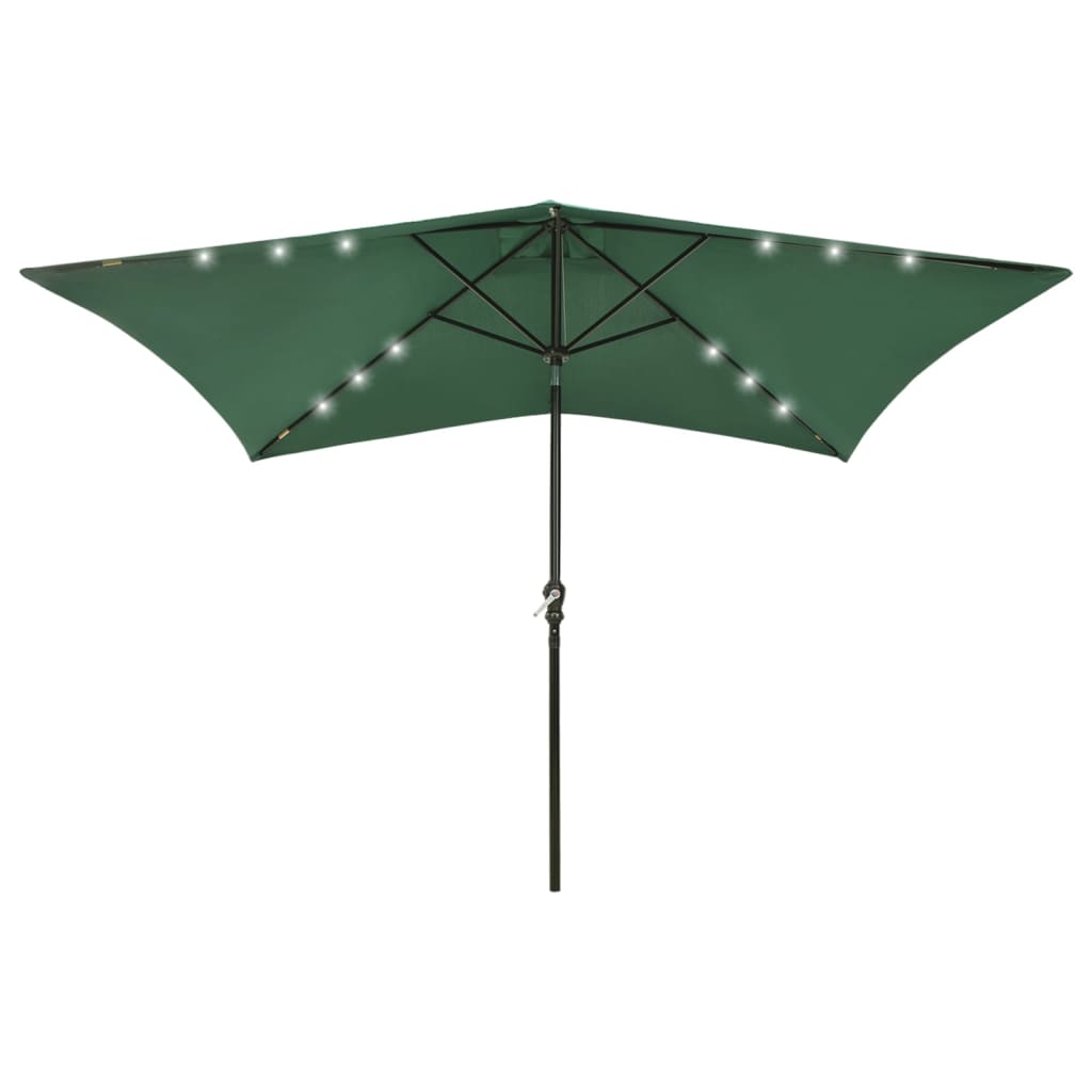Parasol met LED's en stalen paal 2x3 m groen – afbeelding 1