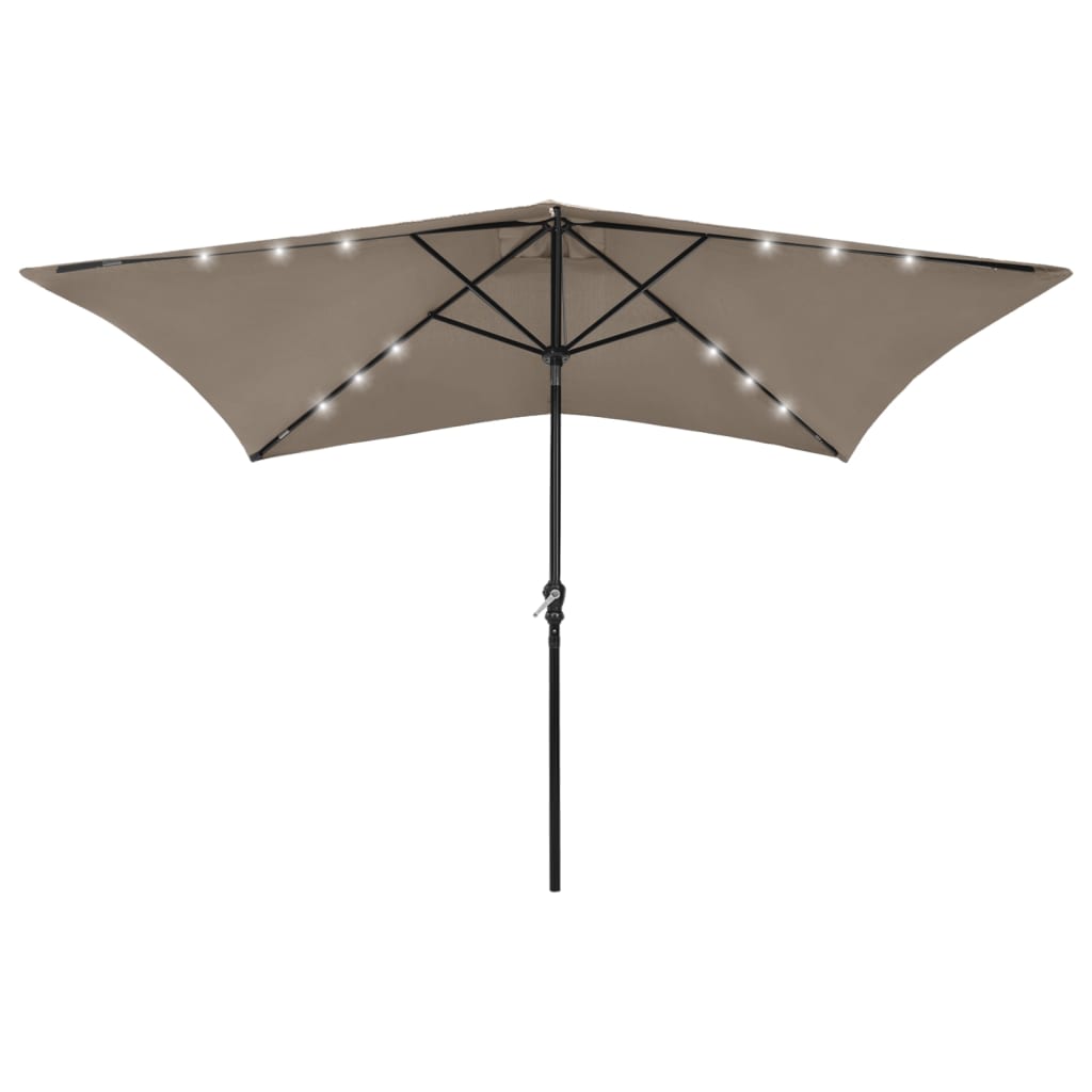 Parasol met LED's en stalen paal 2x3 m taupe – afbeelding 1