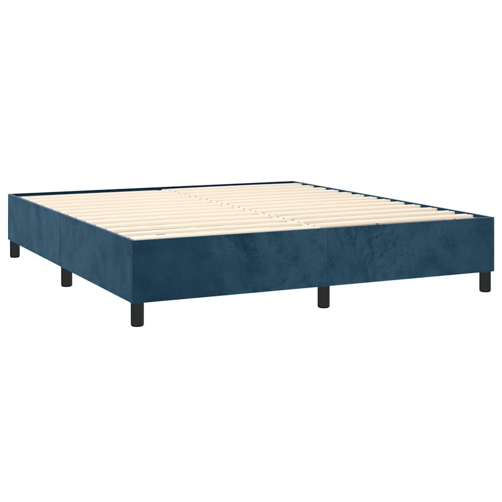 Boxspring met matras fluweel donkerblauw 180x200 cm – afbeelding 4