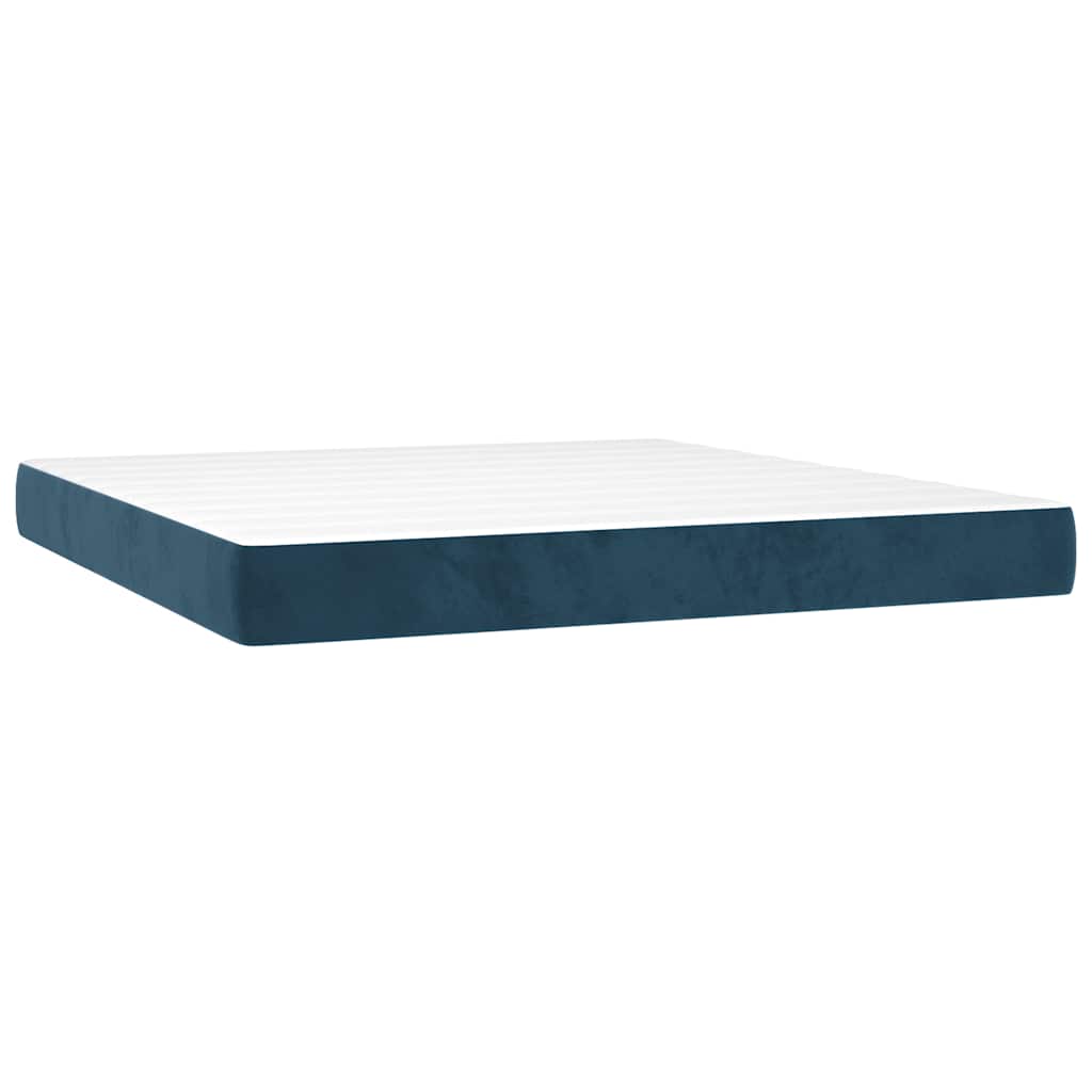 Boxspring met matras fluweel donkerblauw 180x200 cm – afbeelding 6