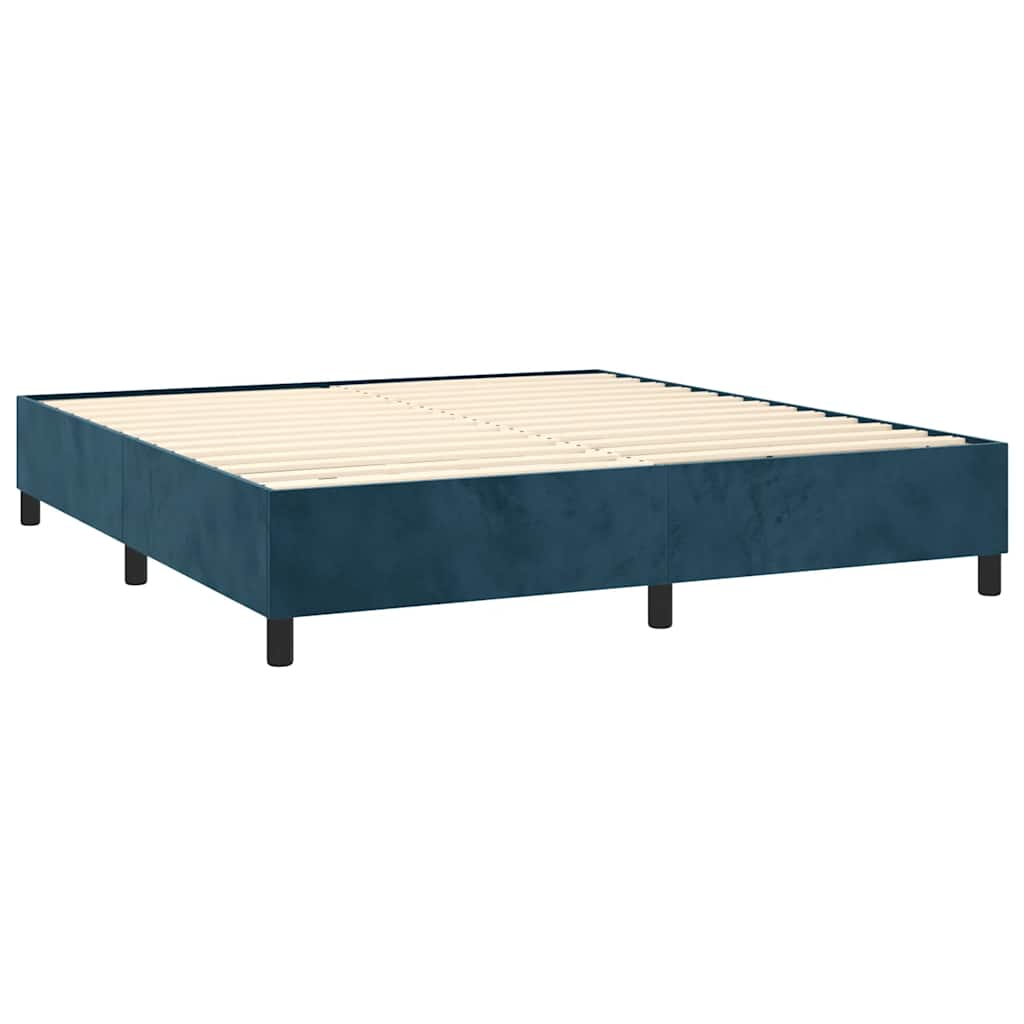 Boxspring met matras fluweel donkerblauw 180x200 cm – afbeelding 4