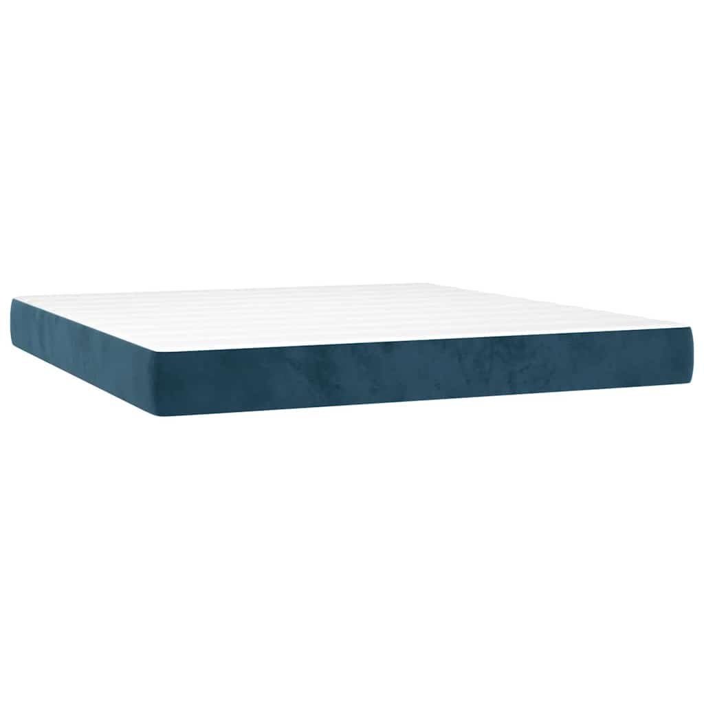 Boxspring met matras fluweel donkerblauw 180x200 cm – afbeelding 6