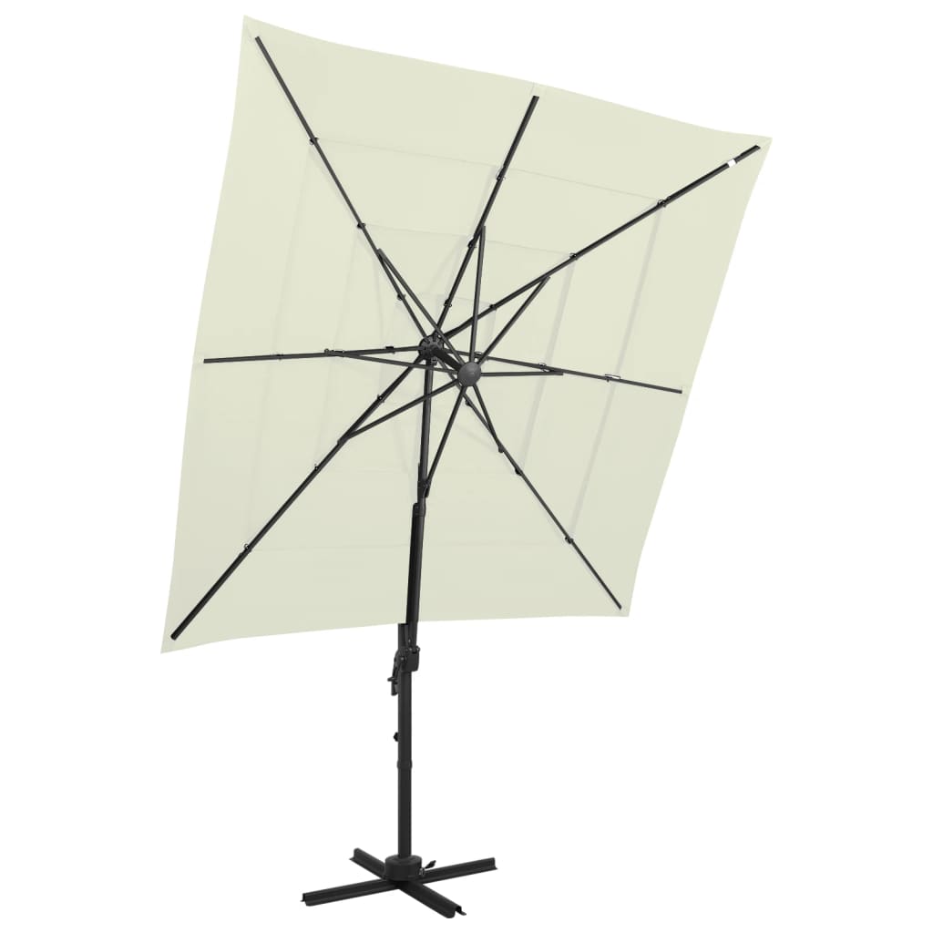 Parasol 4-laags met aluminium paal 250x250 cm zandkleurig – afbeelding 1
