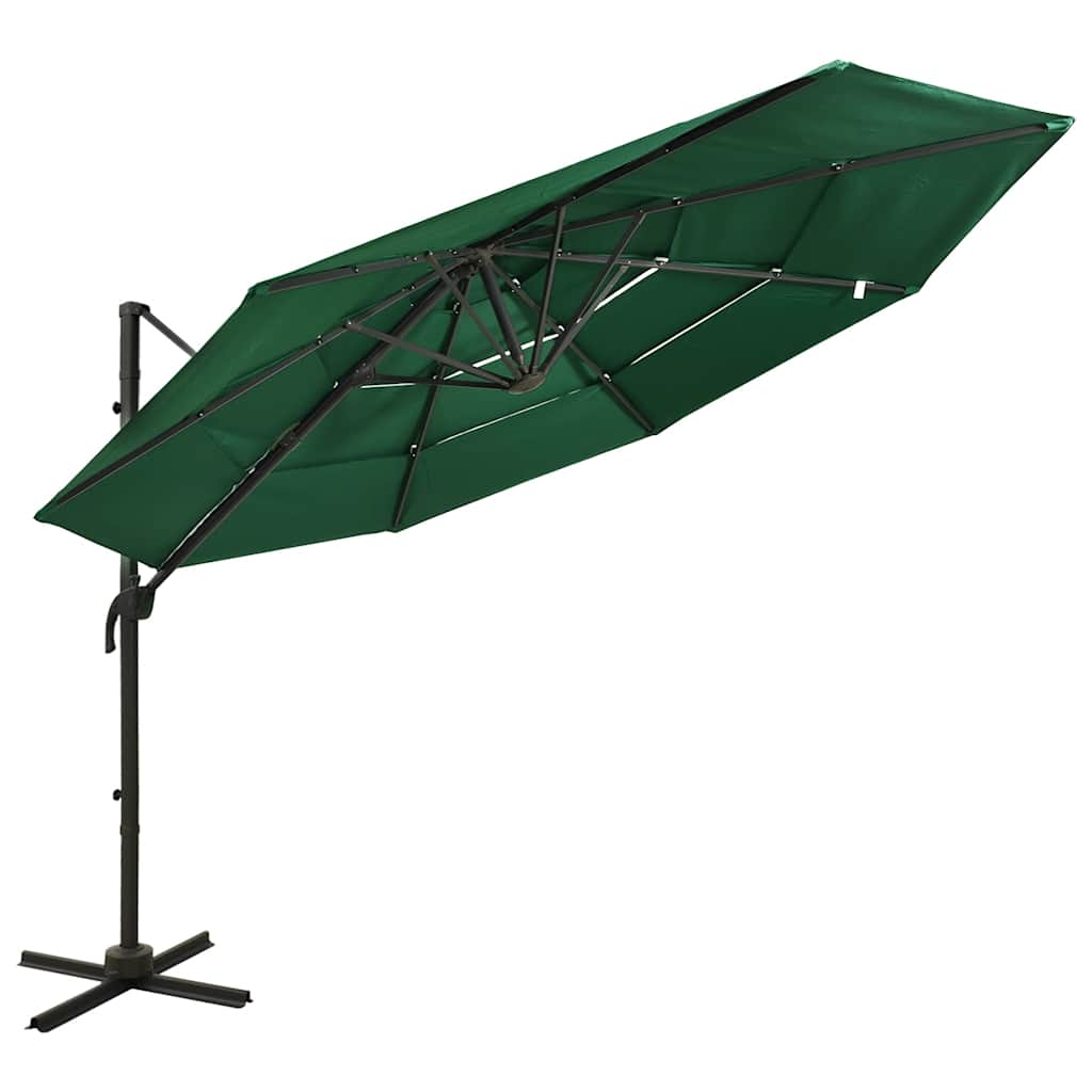 Parasol 4-laags met aluminium paal 3x3 m groen – afbeelding 1