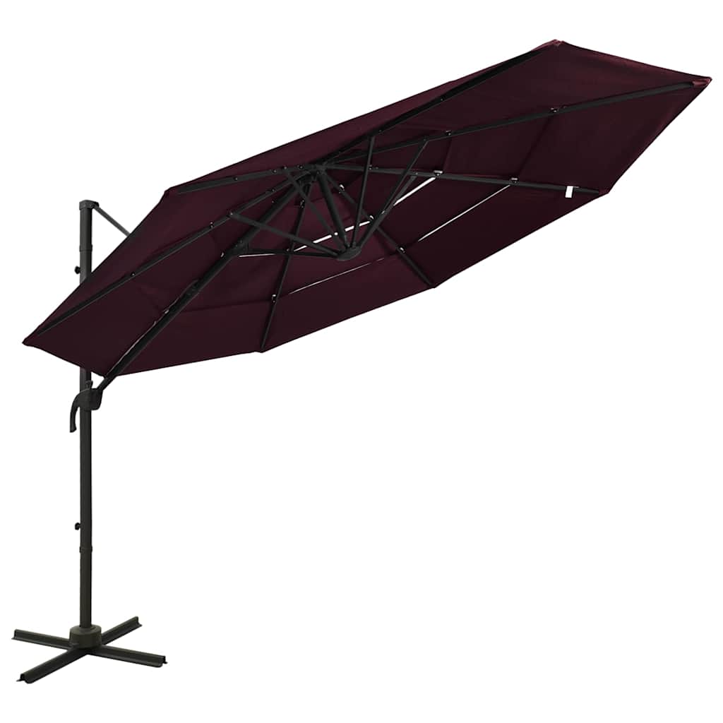 Parasol 4-laags met aluminium paal 3x3 m bordeauxrood – afbeelding 1