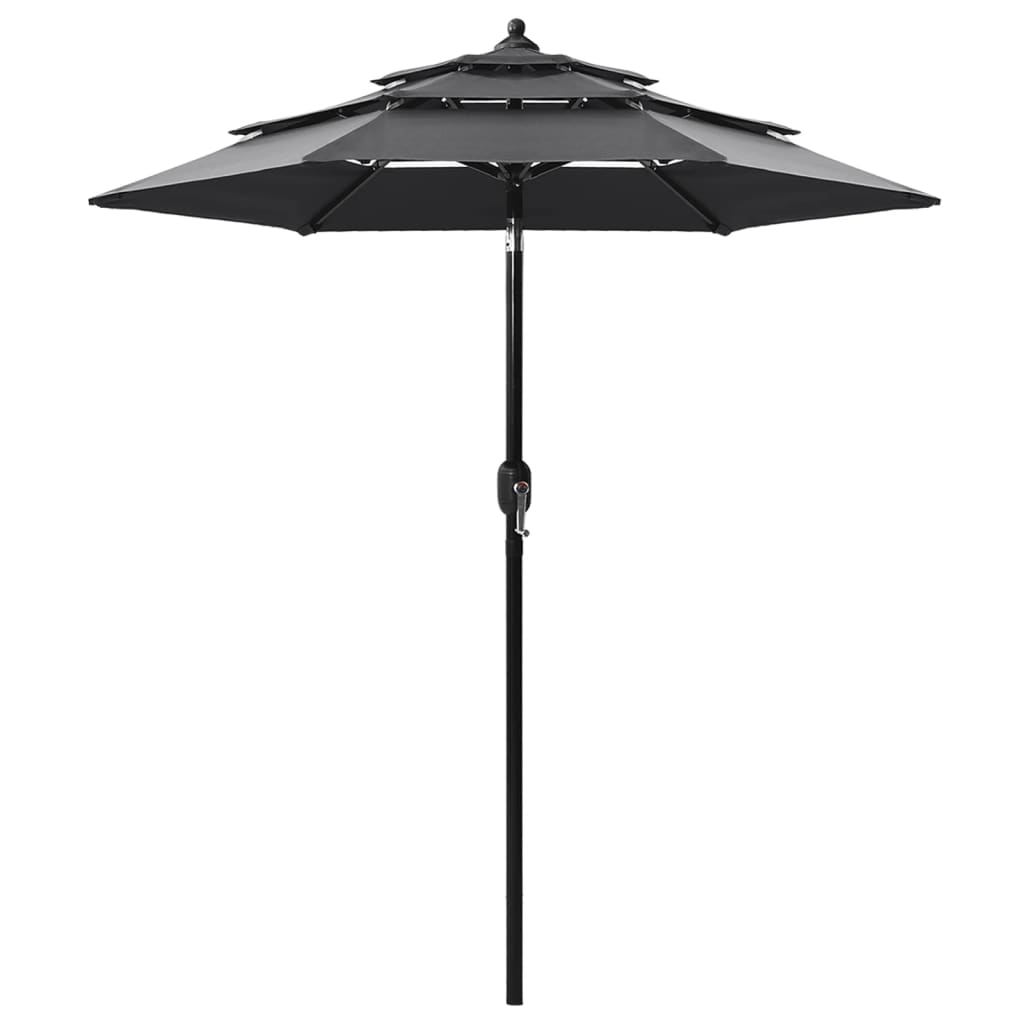 Parasol 3-laags met aluminium paal 2 m antracietkleurig – afbeelding 1