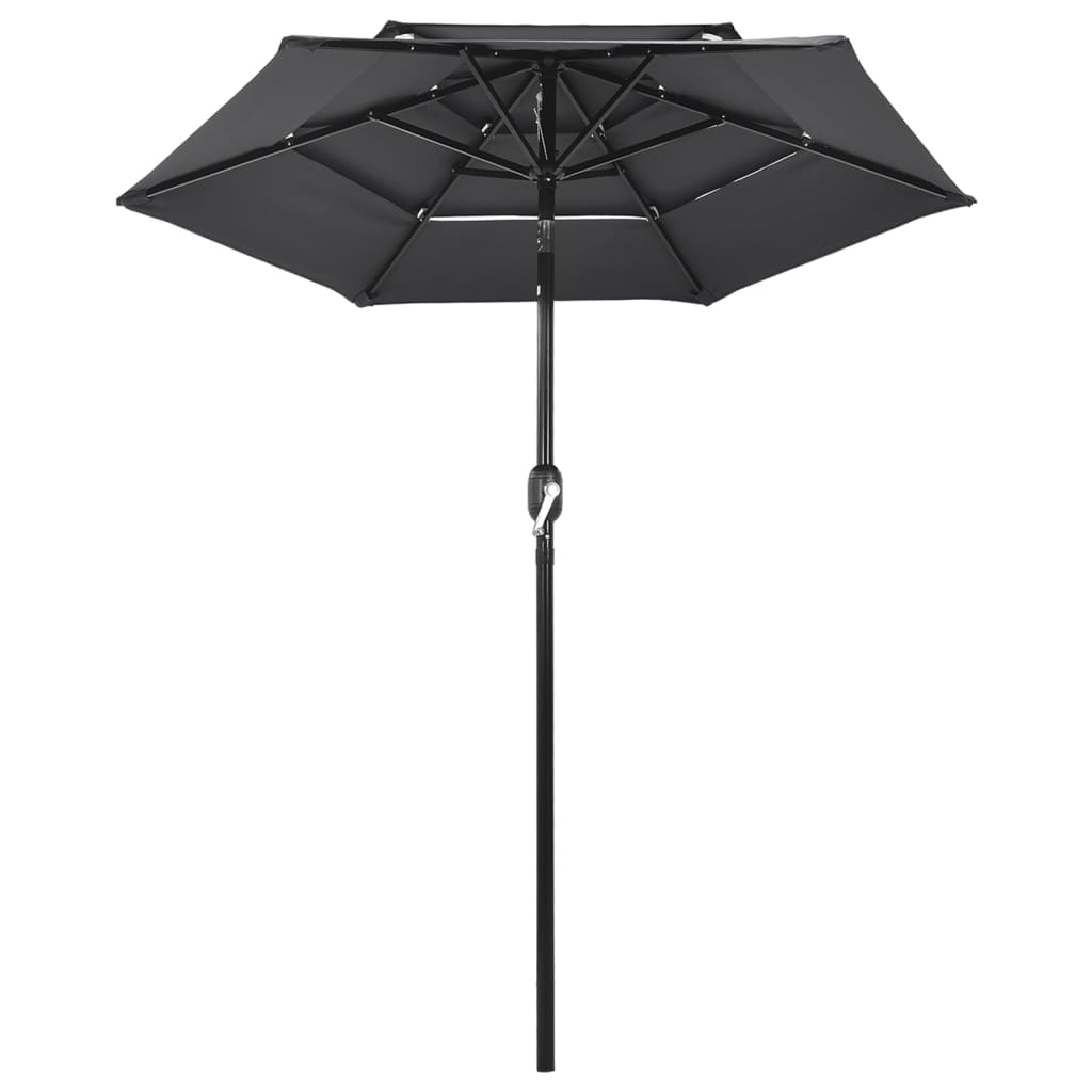 Parasol 3-laags met aluminium paal 2 m antracietkleurig – afbeelding 2