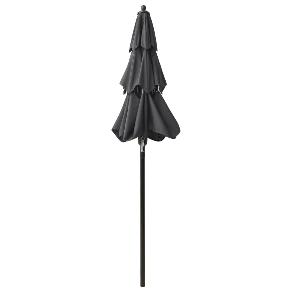 Parasol 3-laags met aluminium paal 2 m antracietkleurig – afbeelding 4