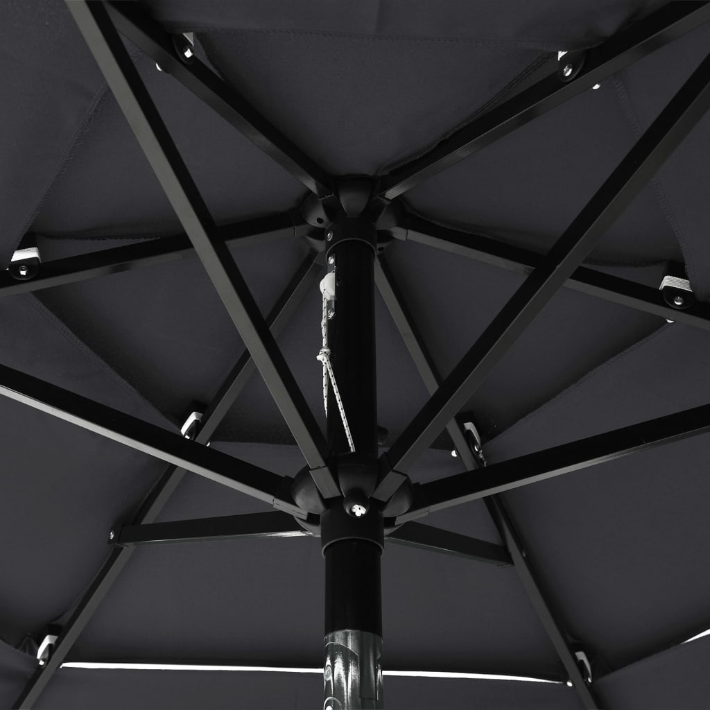 Parasol 3-laags met aluminium paal 2 m antracietkleurig – afbeelding 5