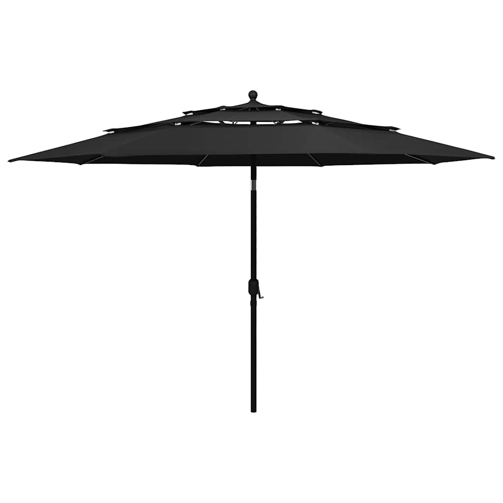 Parasol 3-laags met aluminium paal 3,5 m zwart