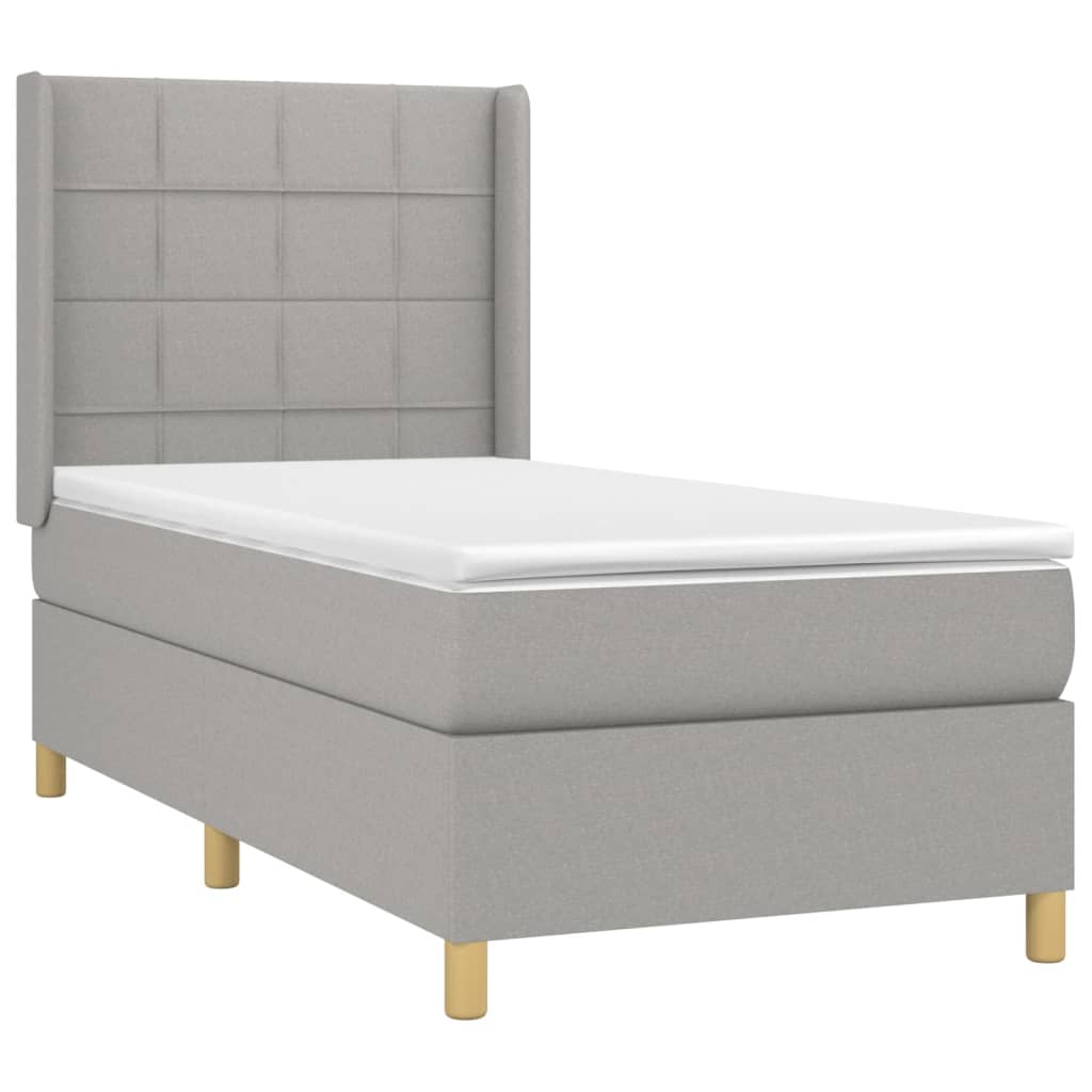 Boxspring met matras en LED stof lichtgrijs 80x200 cm – afbeelding 4