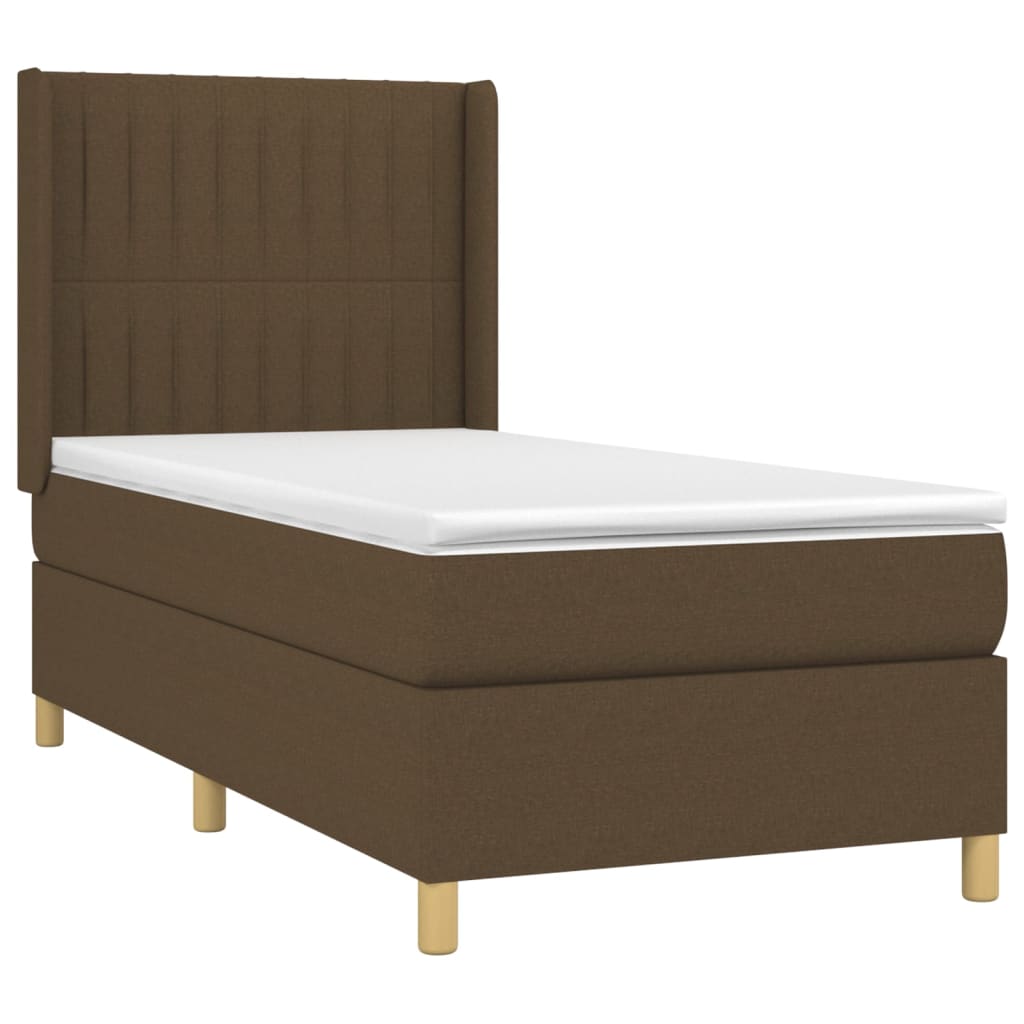 Boxspring met matras en LED stof donkerbruin 80x200 cm – afbeelding 4