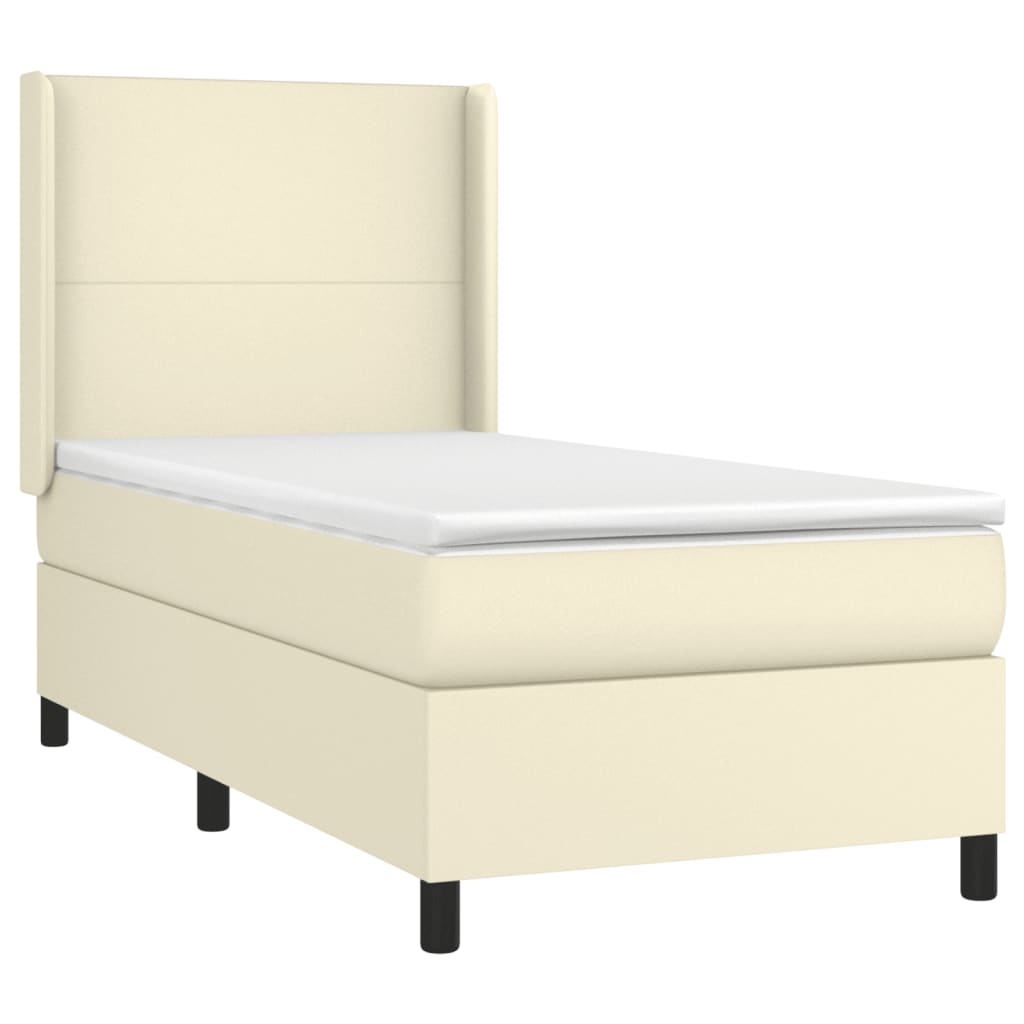Boxspring met matras en LED kunstleer crèmekleurig 100x200 cm – afbeelding 4