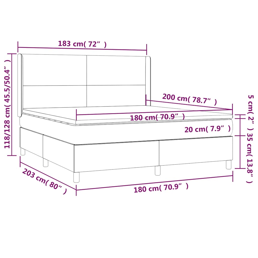 Boxspring met matras en LED fluweel donkerblauw 180x200 cm – afbeelding 9