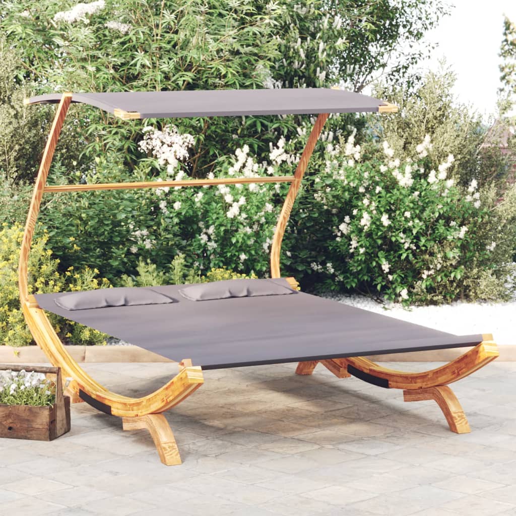 Loungebed met luifel 165x203x138 cm gebogen hout antracietkleur – afbeelding 1