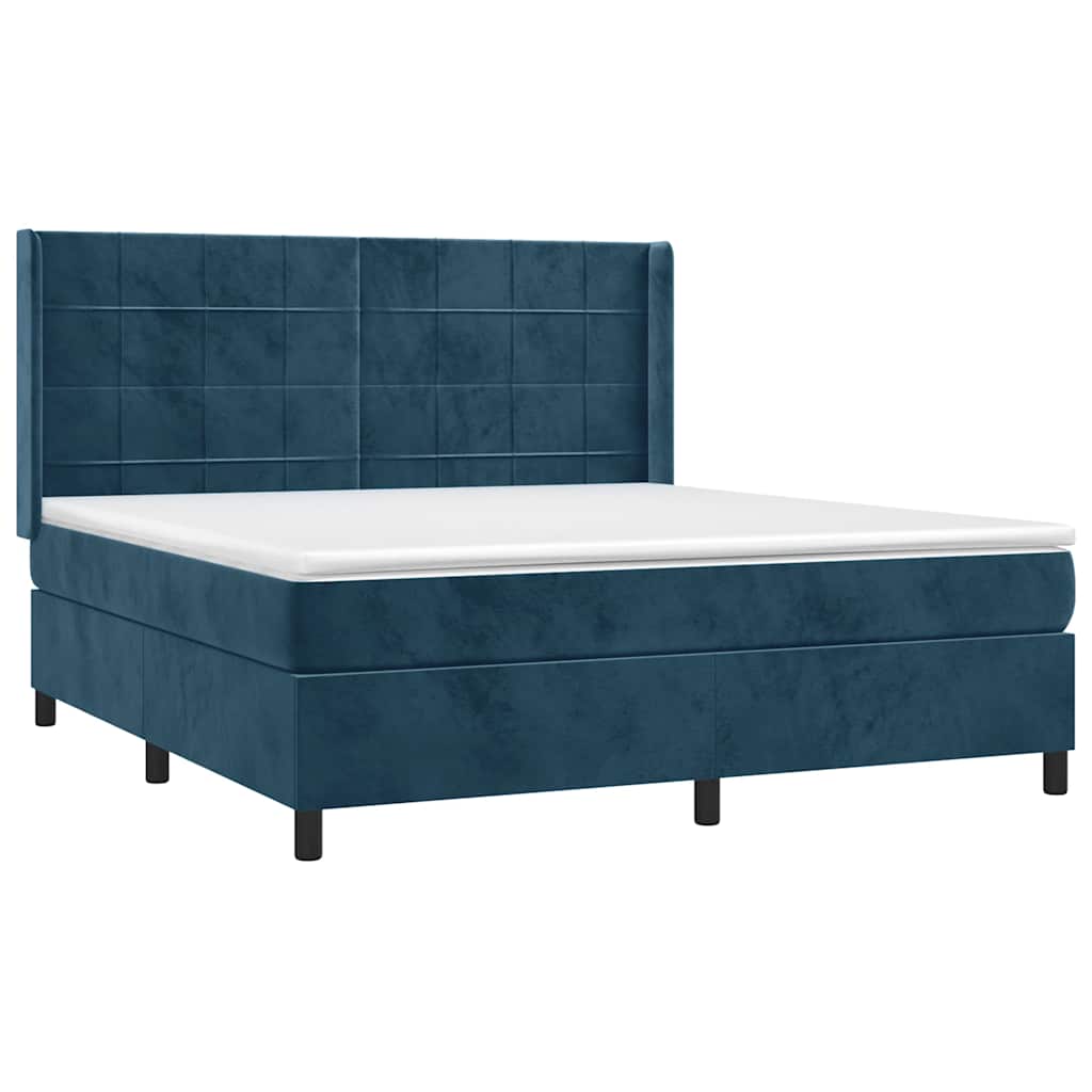 Boxspring met matras en LED fluweel donkerblauw 180x200 cm – afbeelding 3