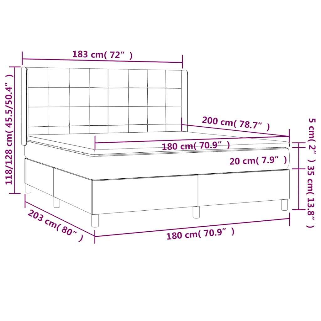 Boxspring met matras en LED fluweel donkerblauw 180x200 cm – afbeelding 9