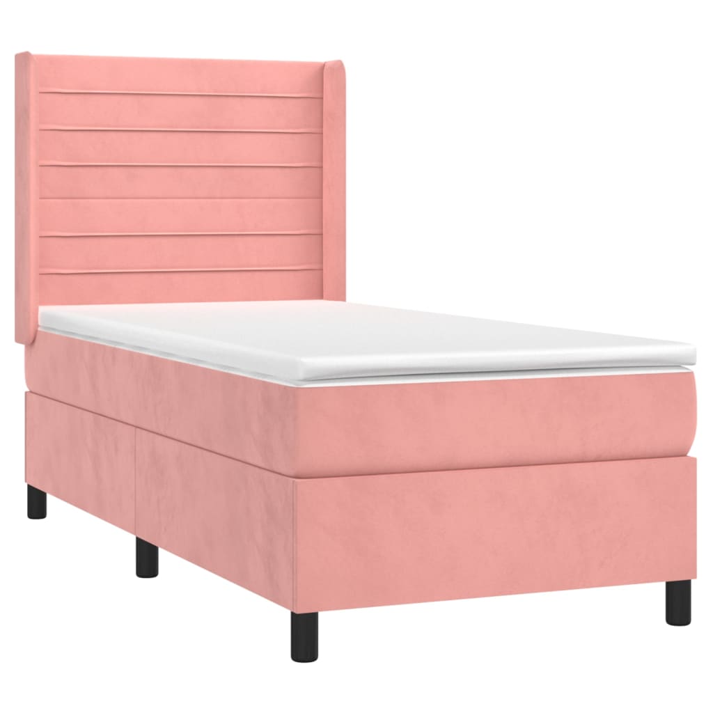 Boxspring met matras en LED fluweel roze 100x200 cm – afbeelding 4