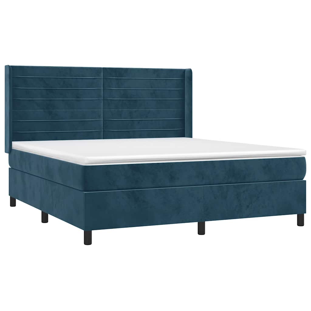 Boxspring met matras en LED fluweel donkerblauw 180x200 cm – afbeelding 3