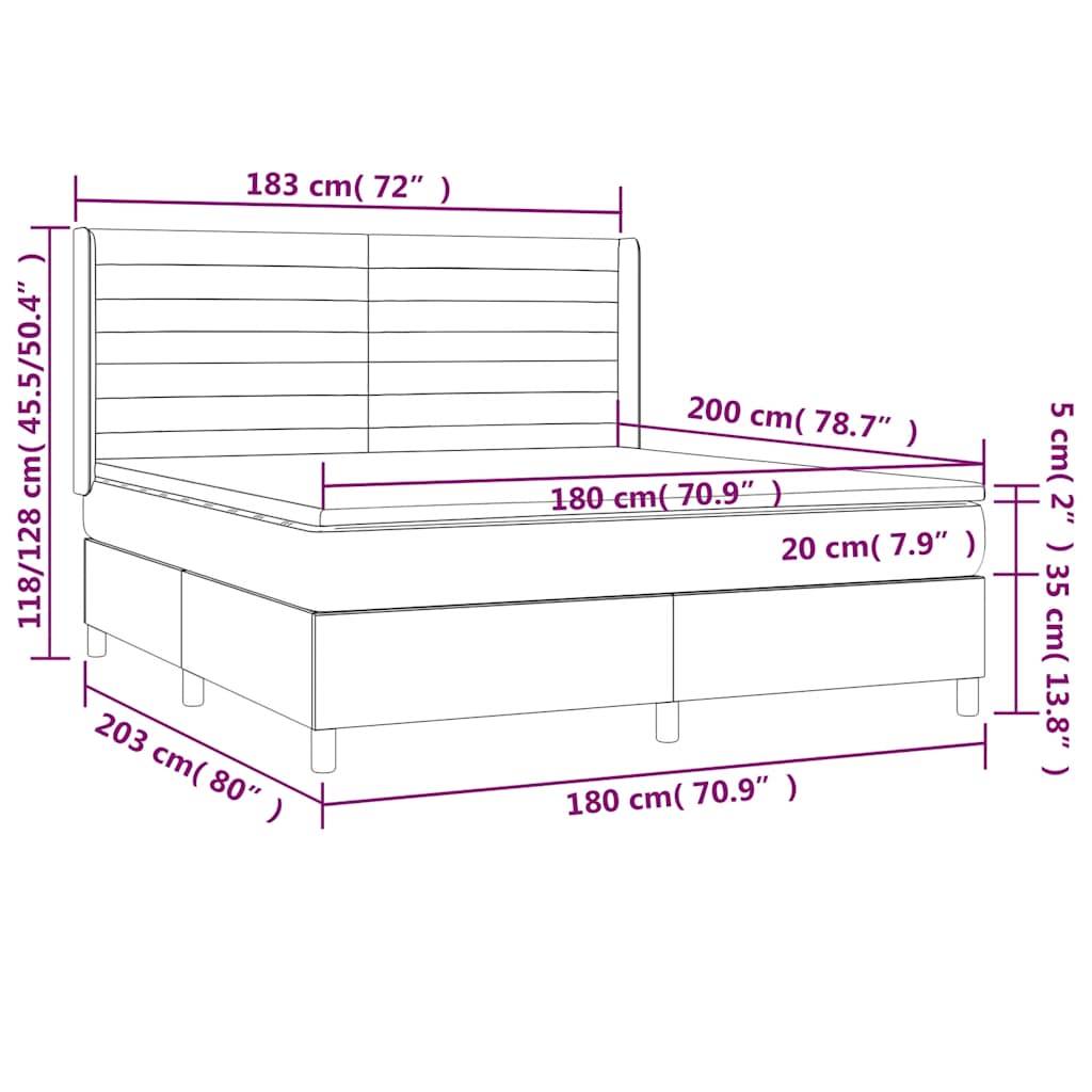 Boxspring met matras en LED fluweel donkerblauw 180x200 cm – afbeelding 9