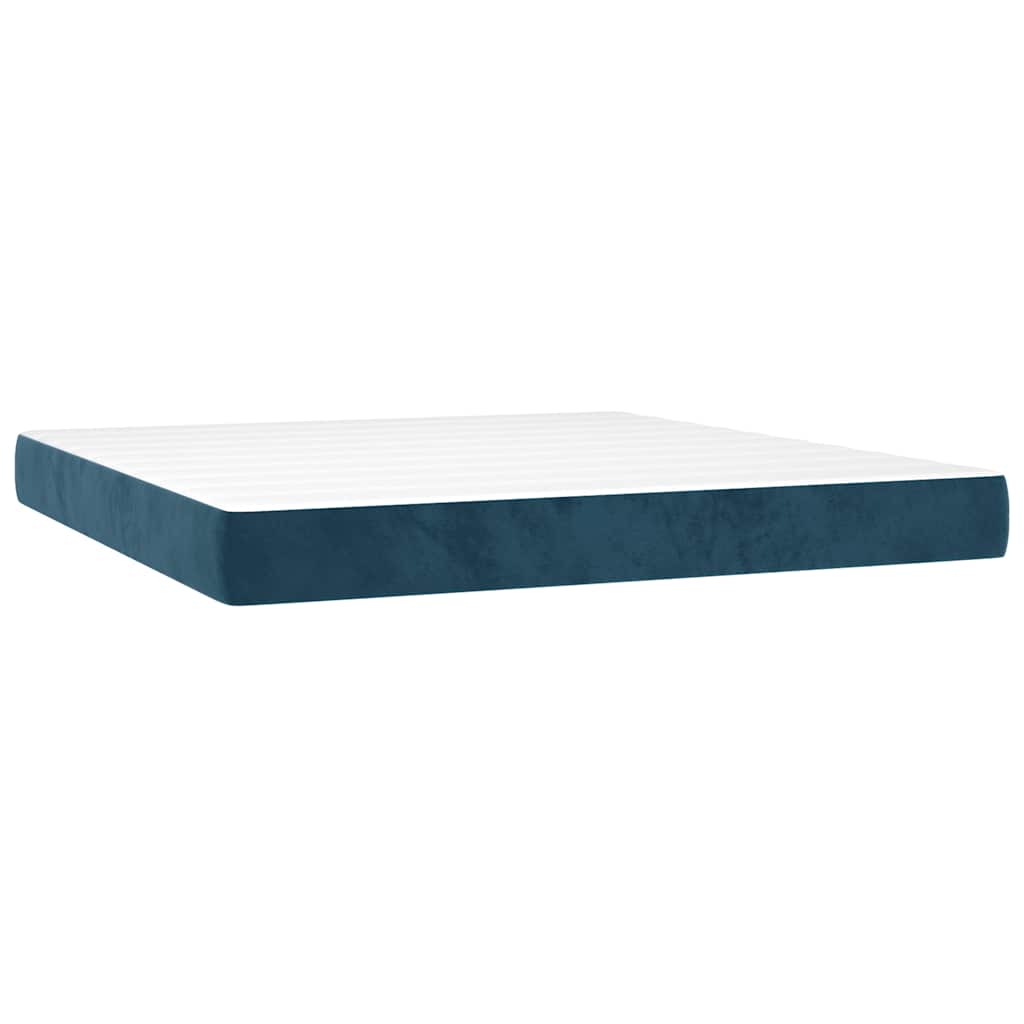 Boxspring met matras en LED fluweel donkerblauw 180x200 cm – afbeelding 6