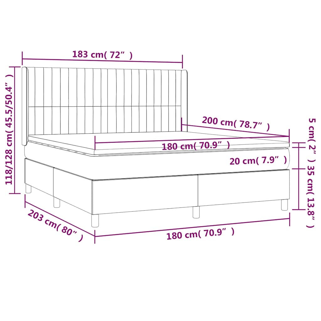Boxspring met matras en LED fluweel donkerblauw 180x200 cm – afbeelding 9