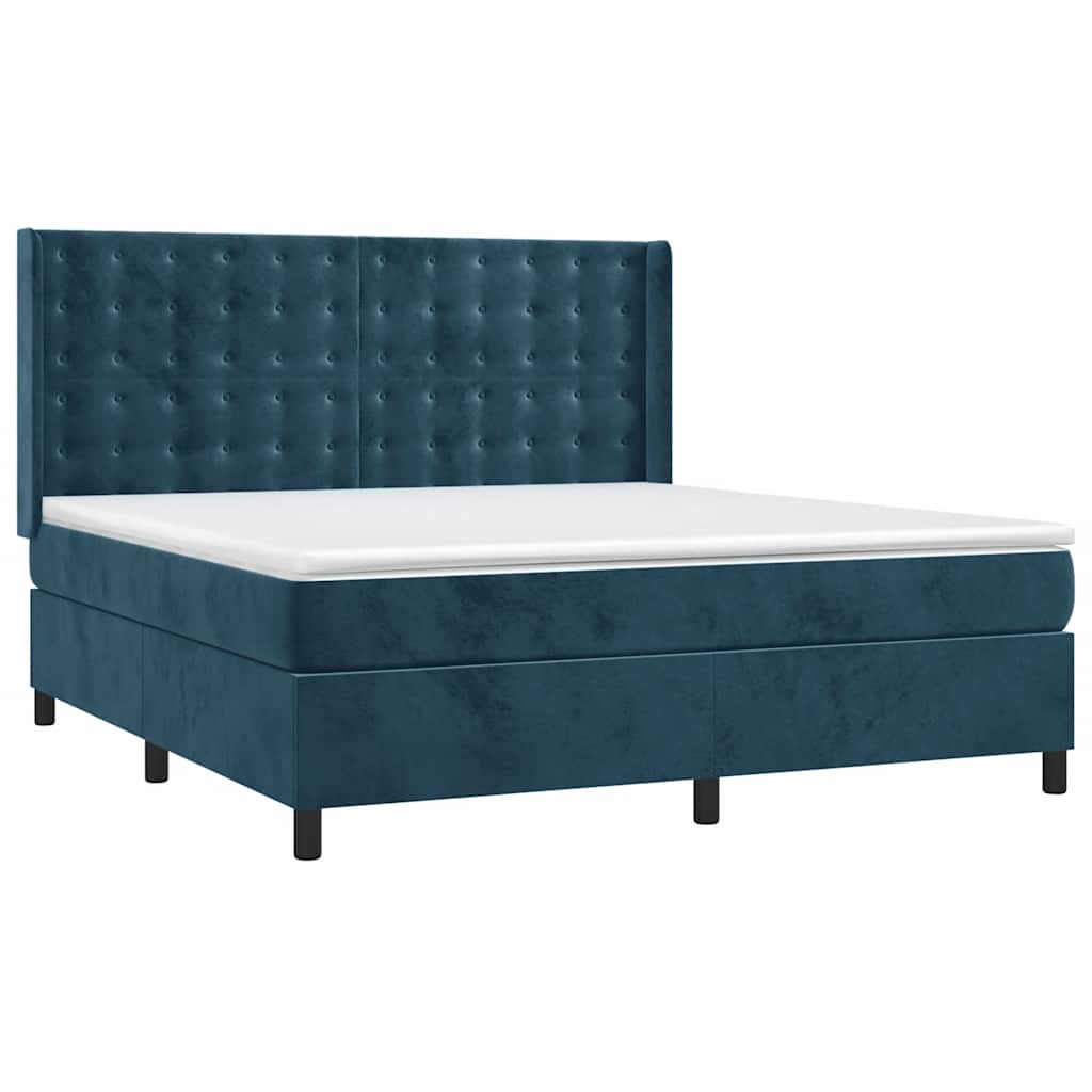 Boxspring met matras en LED fluweel donkerblauw 180x200 cm – afbeelding 3