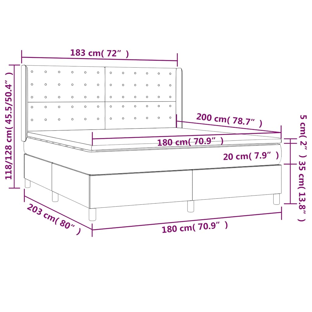 Boxspring met matras en LED fluweel donkerblauw 180x200 cm – afbeelding 9