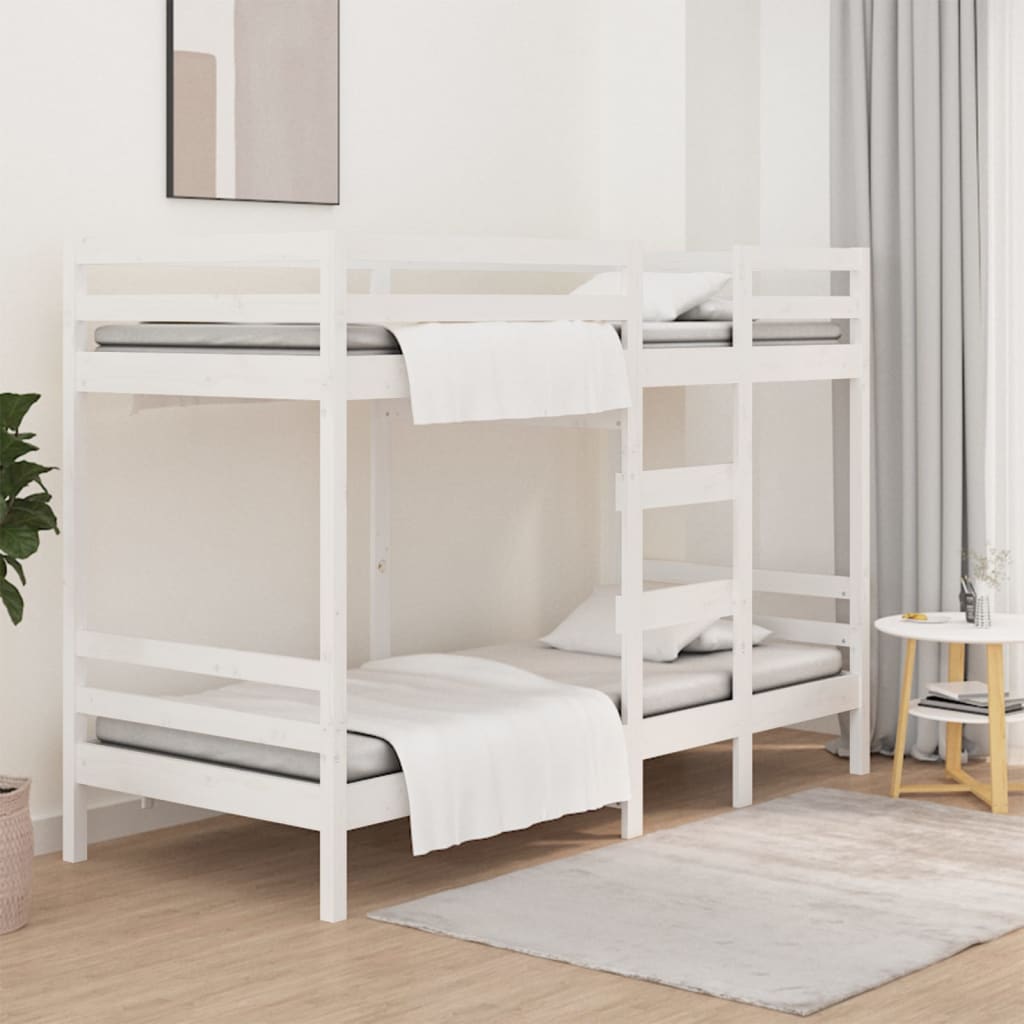 Stapelbed 90x190 cm massief grenenhout wit – afbeelding 1