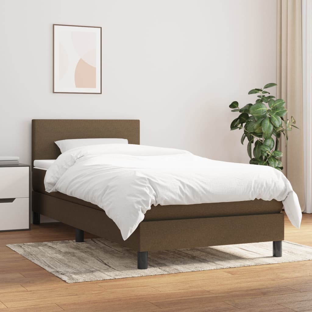 Boxspring met matras stof donkerbruin 80x200 cm – afbeelding 1