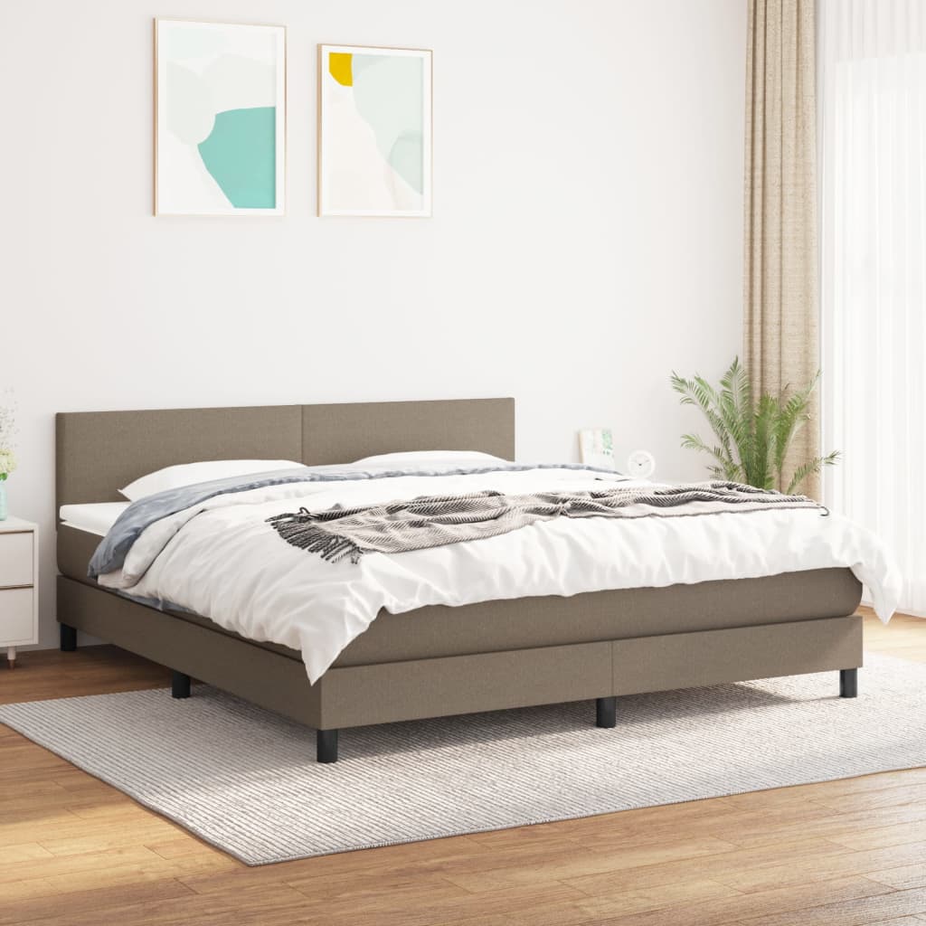 Boxspring met matras stof taupe 160x200 cm – afbeelding 1