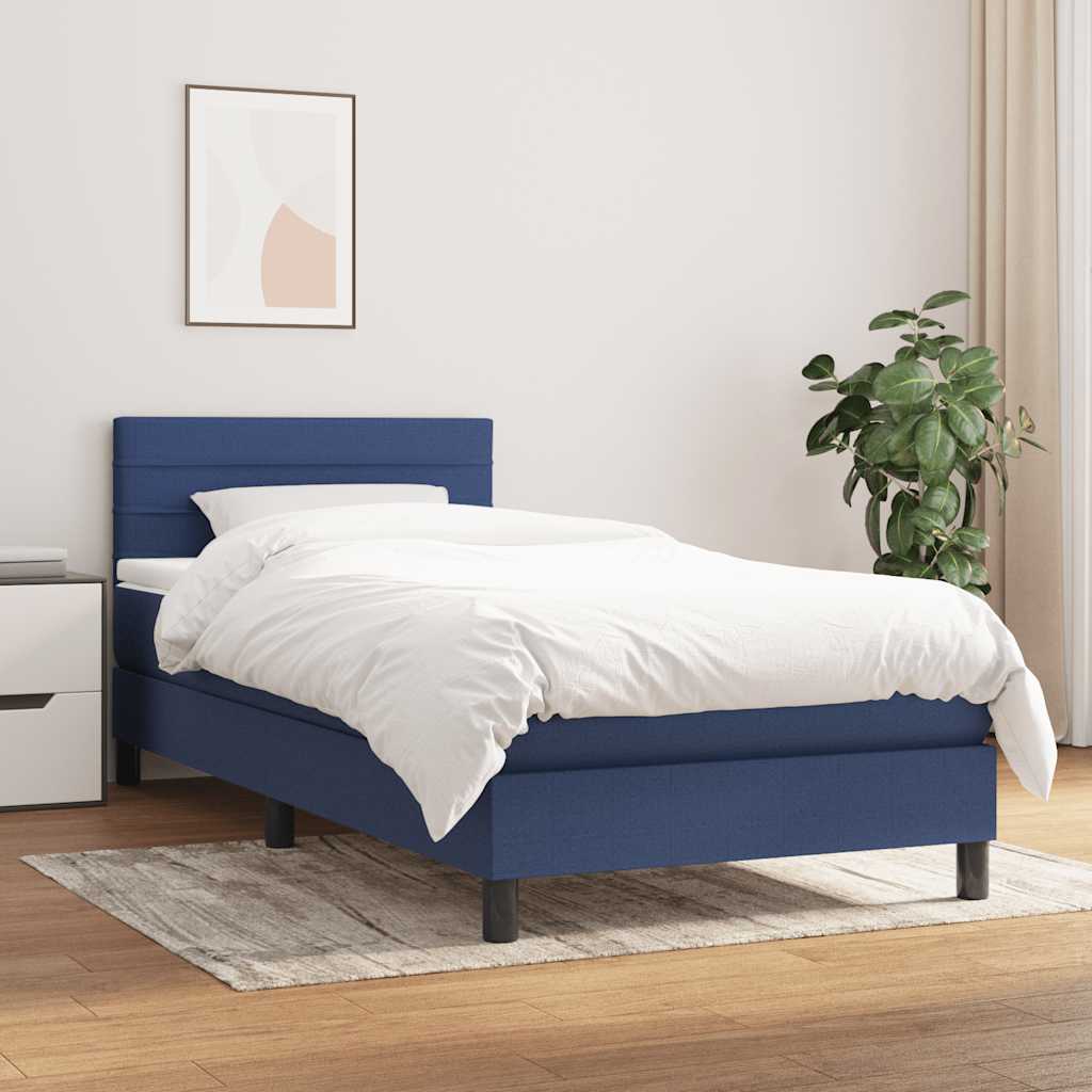 Boxspring met matras stof blauw 80x200 cm – afbeelding 1