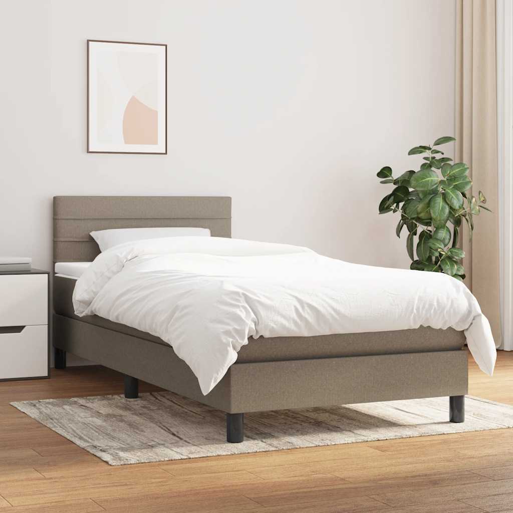 Boxspring met matras stof taupe 90x190 cm – afbeelding 1
