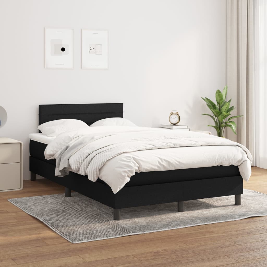 Boxspring met matras stof zwart 120x200 cm – afbeelding 1