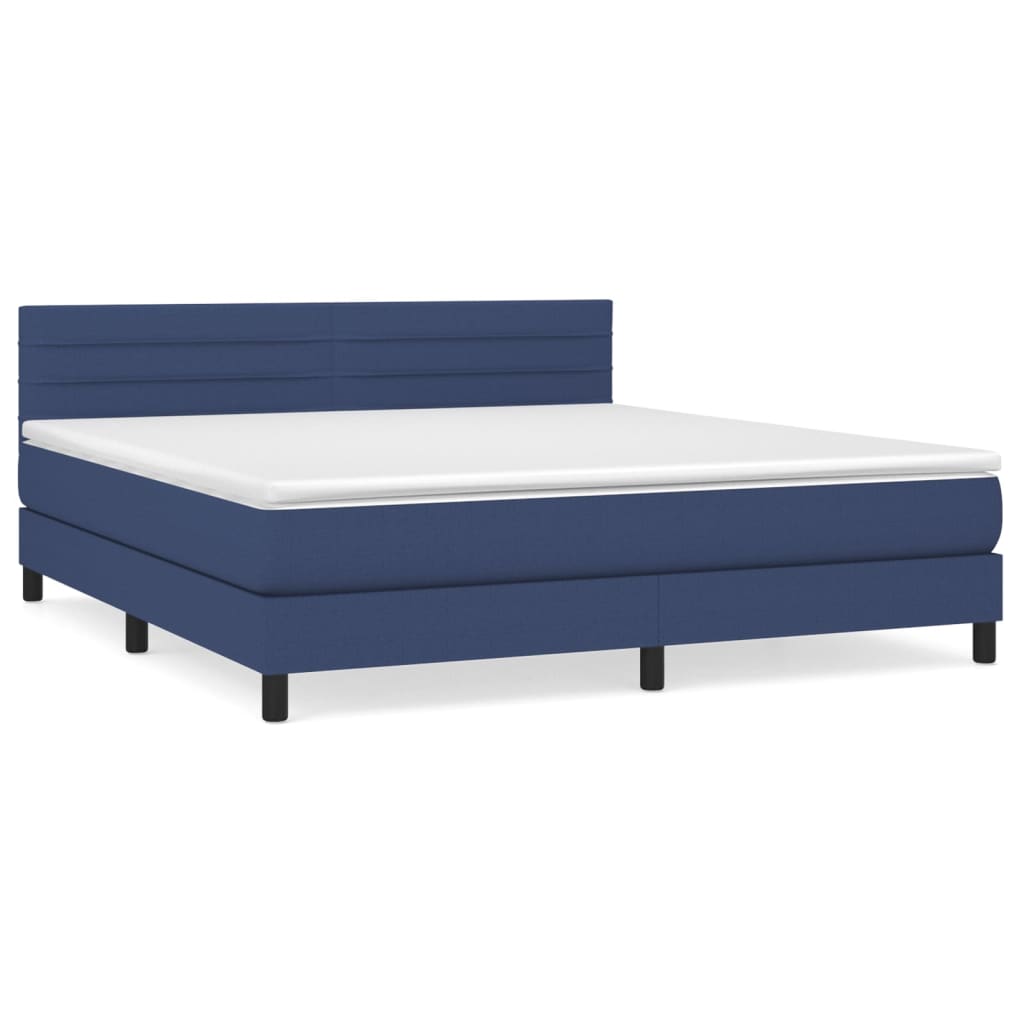 Boxspring met matras stof blauw 180x200 cm – afbeelding 2