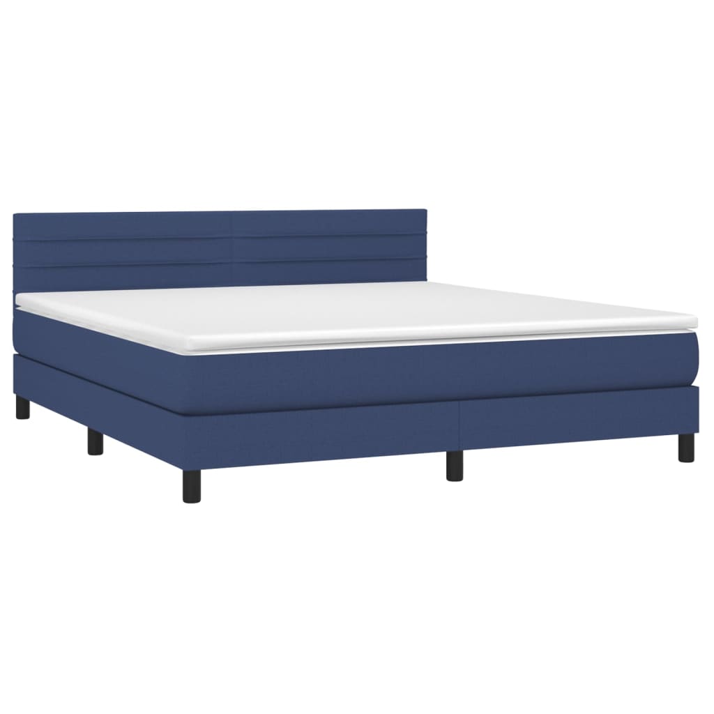 Boxspring met matras stof blauw 180x200 cm – afbeelding 3