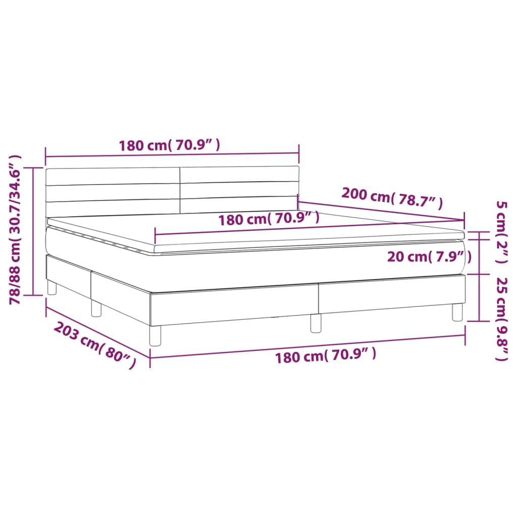 Boxspring met matras stof blauw 180x200 cm – afbeelding 7