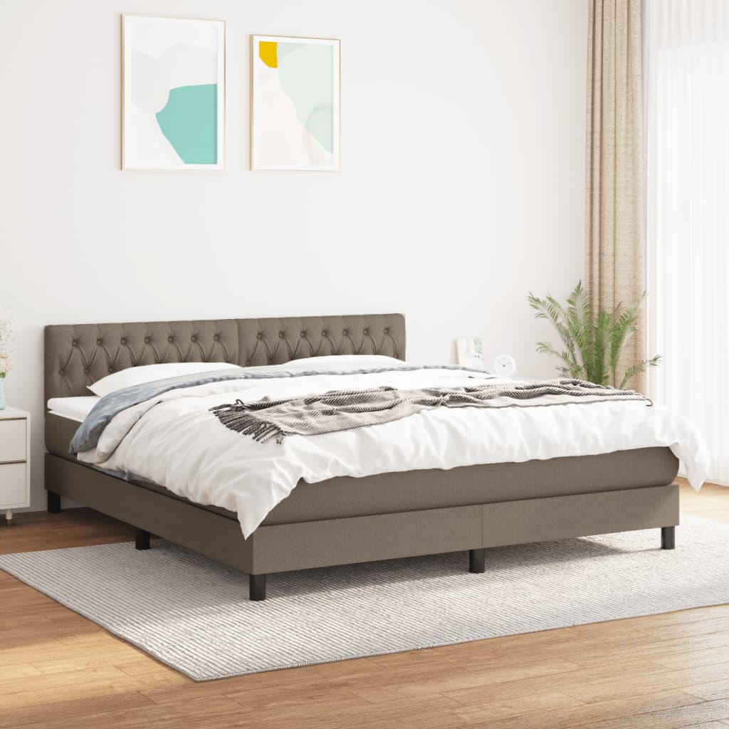 Boxspring met matras stof taupe 180x200 cm – afbeelding 1
