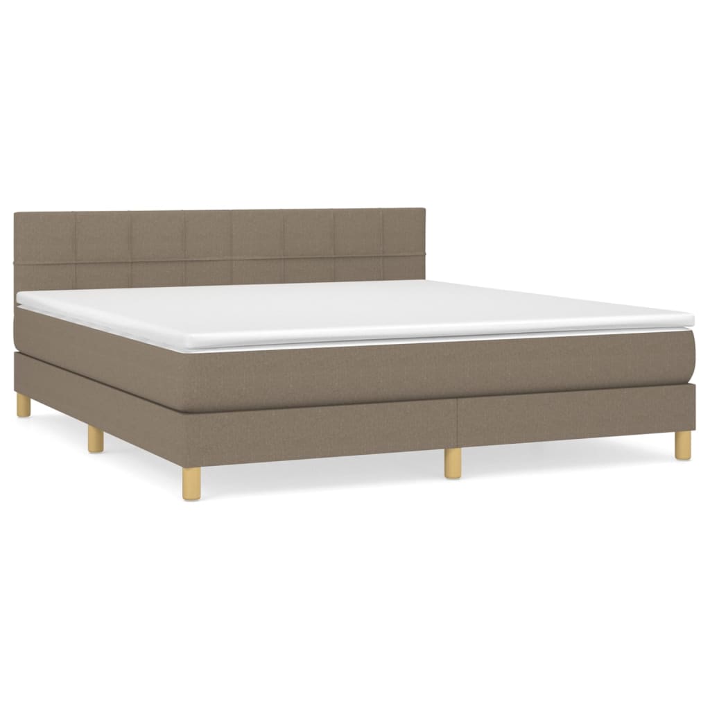 Boxspring met matras stof taupe 160x200 cm – afbeelding 2