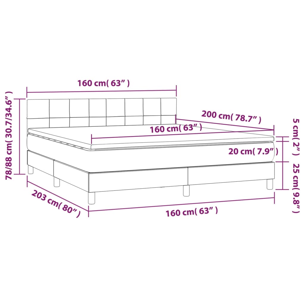 Boxspring met matras stof taupe 160x200 cm – afbeelding 7
