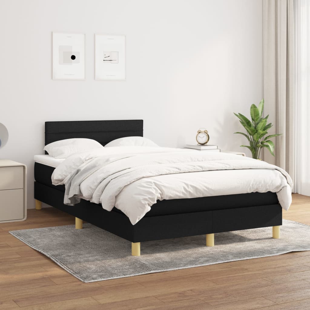 Boxspring met matras stof zwart 120x200 cm – afbeelding 1