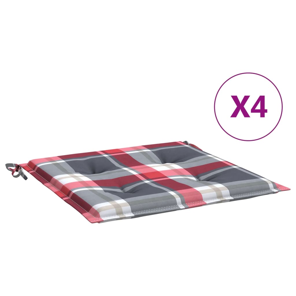 Tuinstoelkussens 4 st 50x50x4 cm oxford stof ruitpatroon rood – afbeelding 2