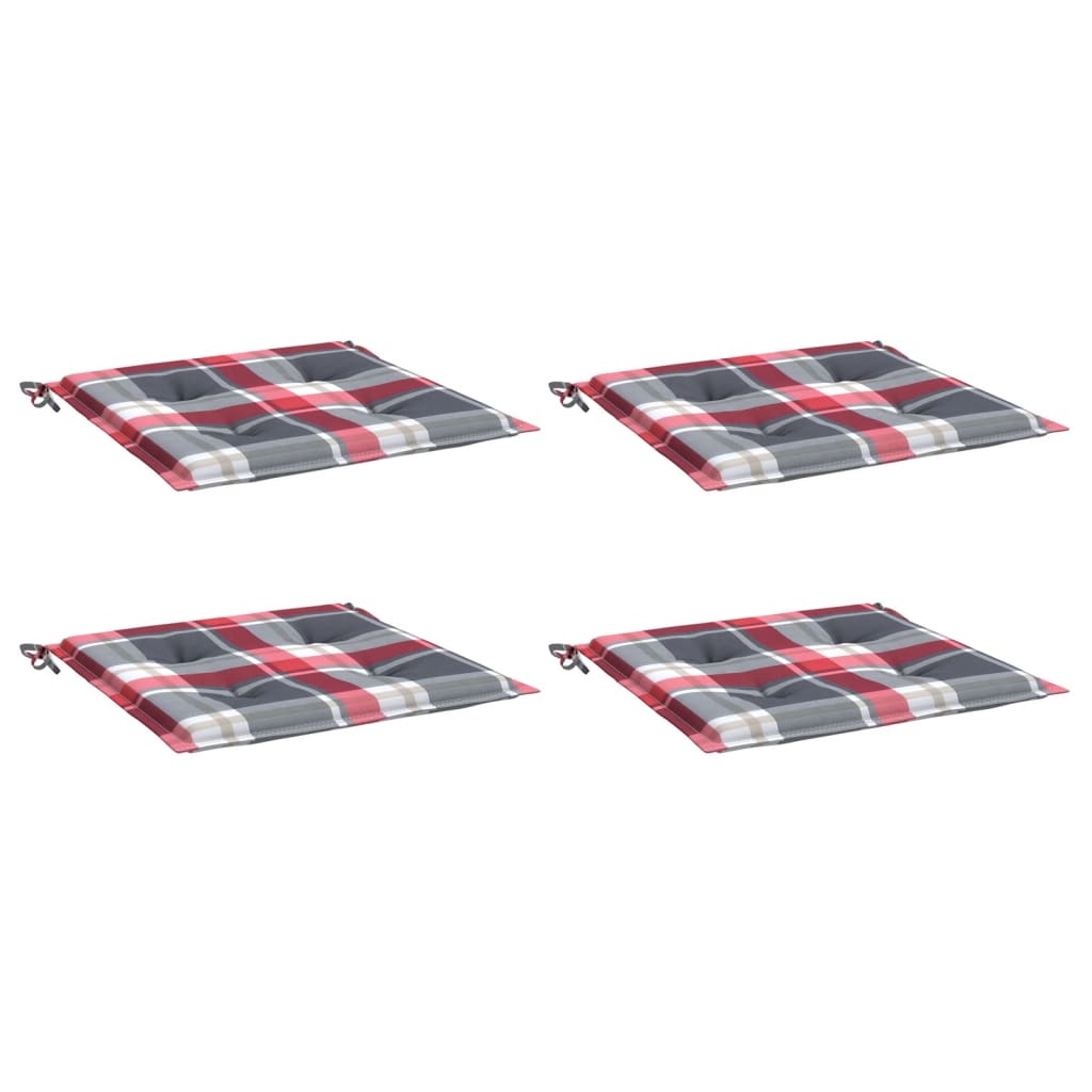 Tuinstoelkussens 4 st 50x50x4 cm oxford stof ruitpatroon rood – afbeelding 3
