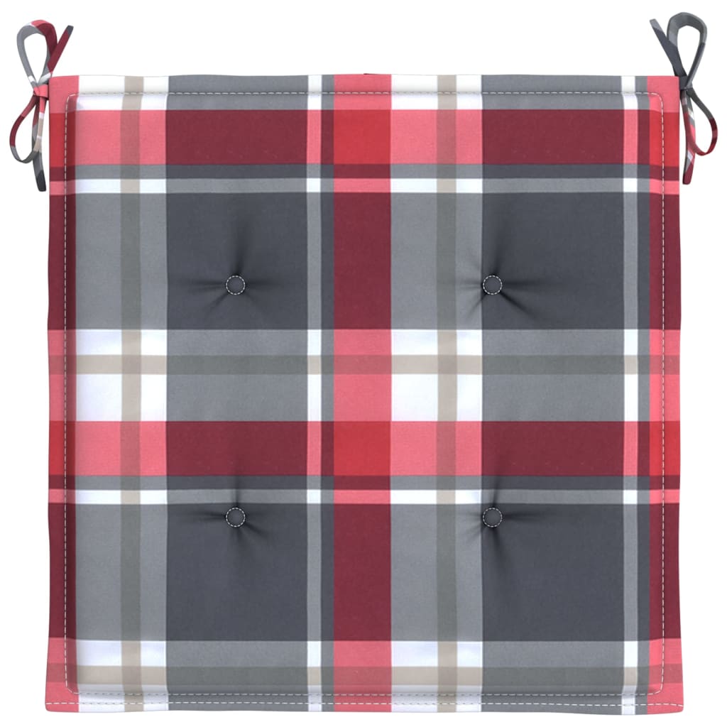 Tuinstoelkussens 4 st 50x50x4 cm oxford stof ruitpatroon rood – afbeelding 4