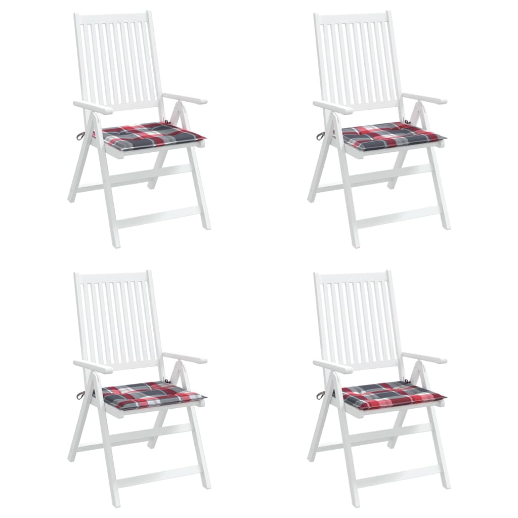 Tuinstoelkussens 4 st 50x50x4 cm oxford stof ruitpatroon rood – afbeelding 8