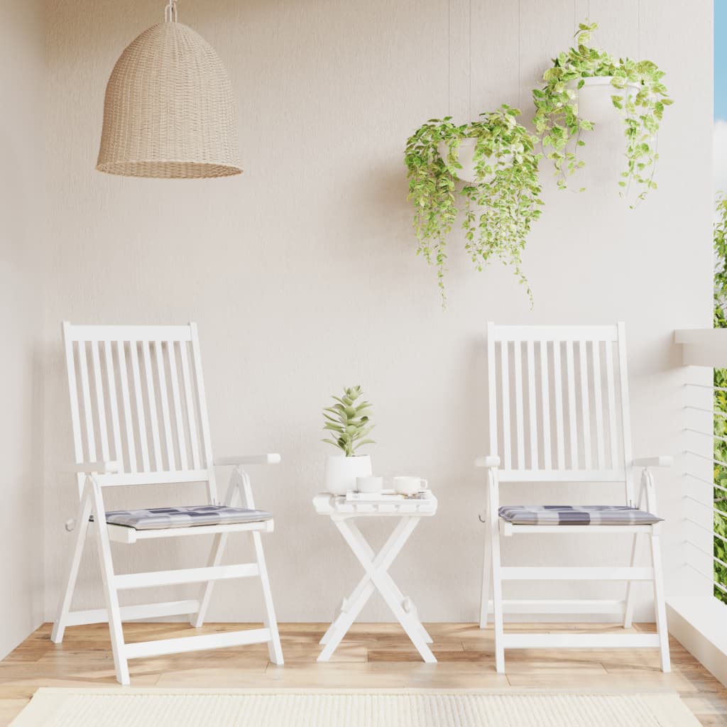 Tuinstoelkussens 2 st 50x50x4 cm oxford stof ruitpatroon grijs