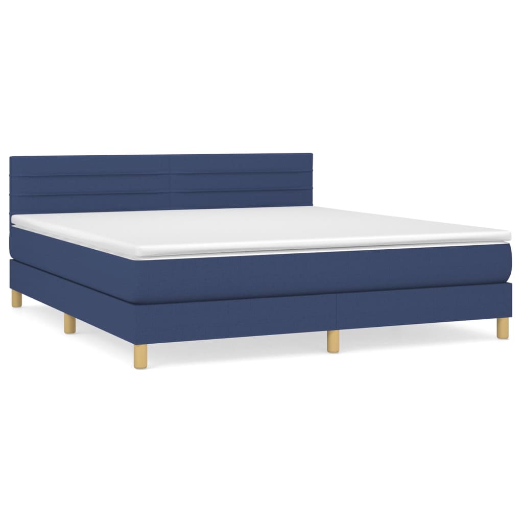 Boxspring met matras stof blauw 180x200 cm – afbeelding 2